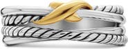 David Yurman X Crossover Band Ring in Sterling Silver with 18K Yellow Gold, 6mm
