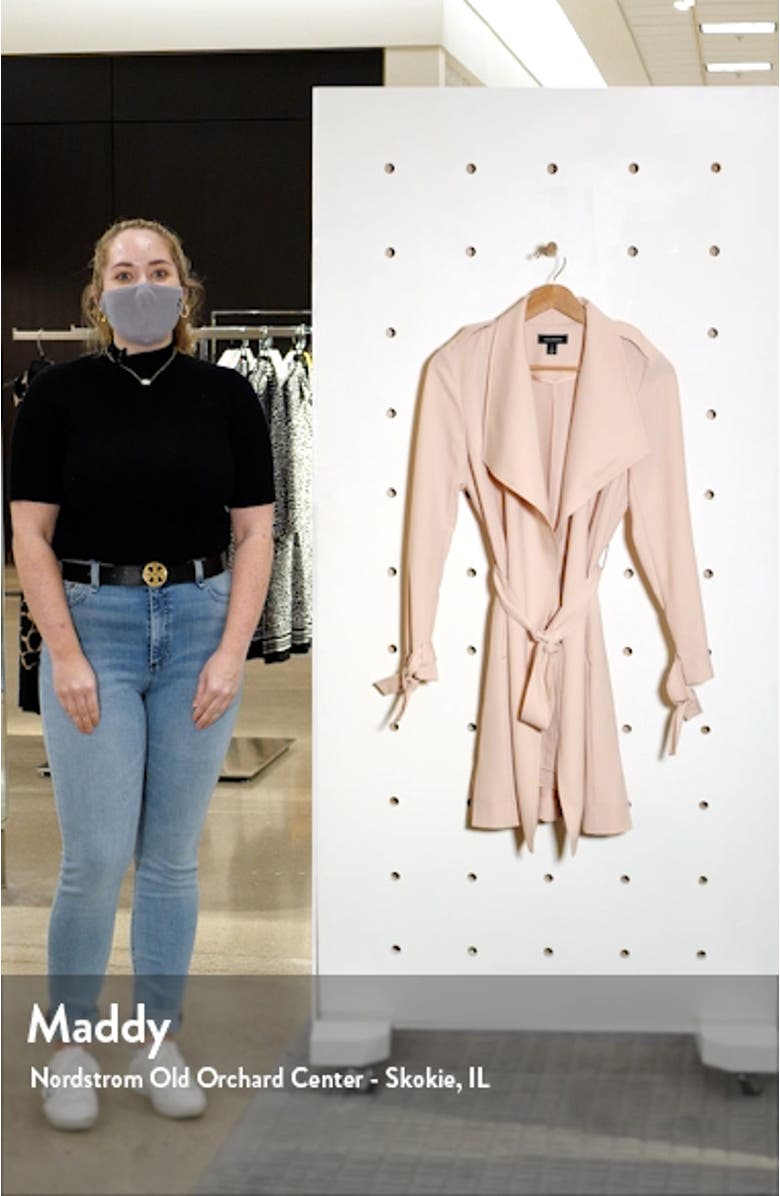 Drape Lapel Tie Waist Topper Coat, sales video thumbnail