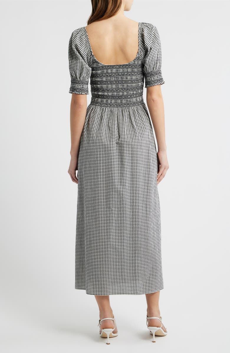 Hill House Home The Madeline Smocked Puff Sleeve Maxi Dress, Alternate, color, Black/ Sand Gingham