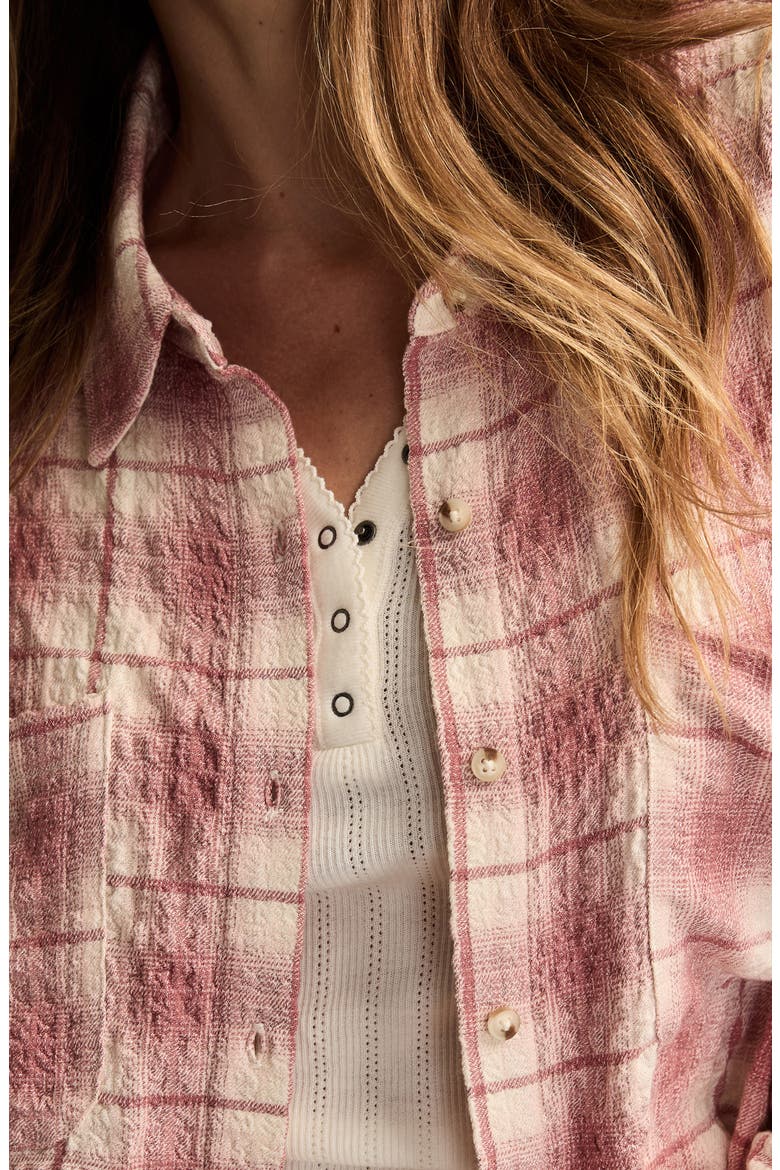 Plaid Crop Button-Up Shirt, Alternate, color, PINK PLAID