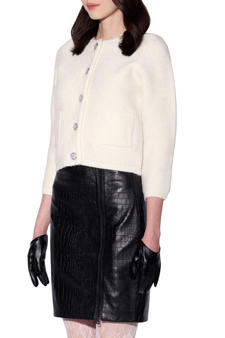 Janis Sparkle Cardigan, Alternate, color, CREAM SILVER