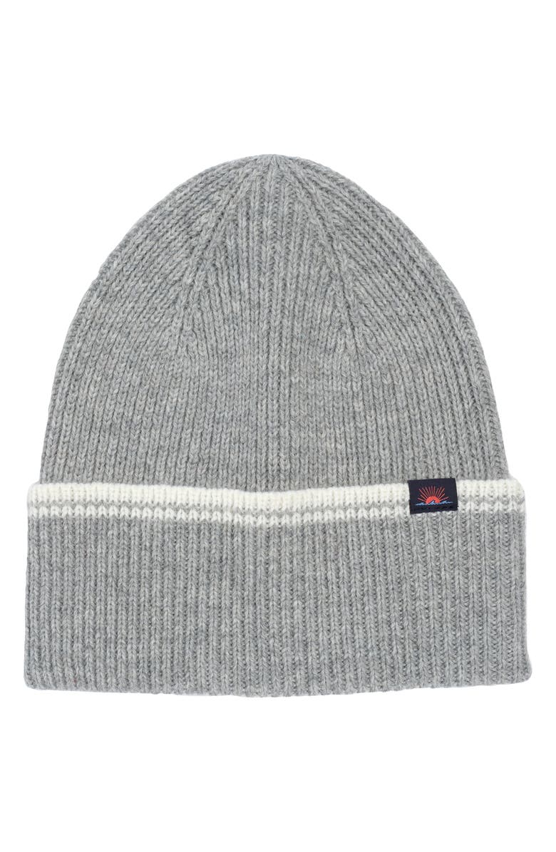 Faherty Retro Stripe Beanie, Main, color, Grey Heather