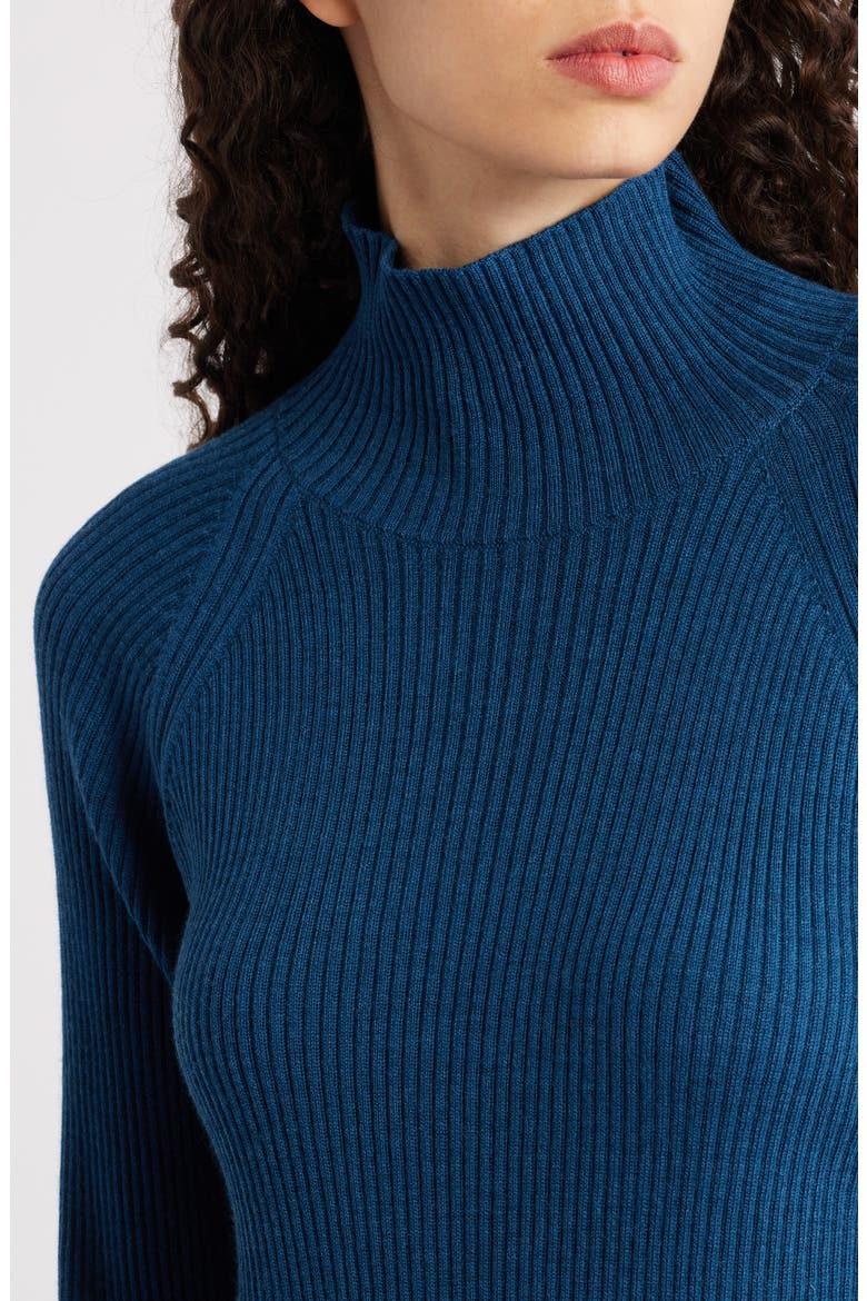 Rib Turtleneck Wool Sweater, Alternate, color, ATLANTIS