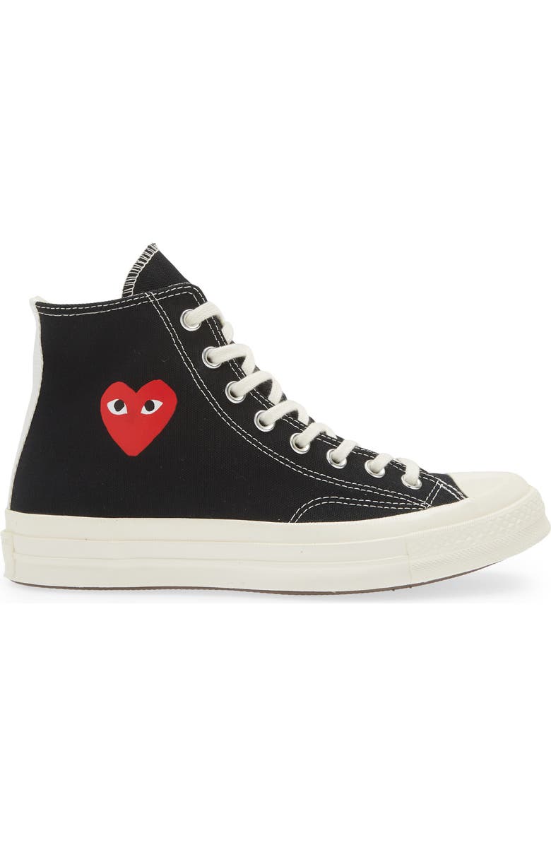 Comme des Garçons PLAY x Converse Chuck Taylor<sup>®</sup> All Star<sup>®</sup> Heart High Top Sneaker, Alternate, color,