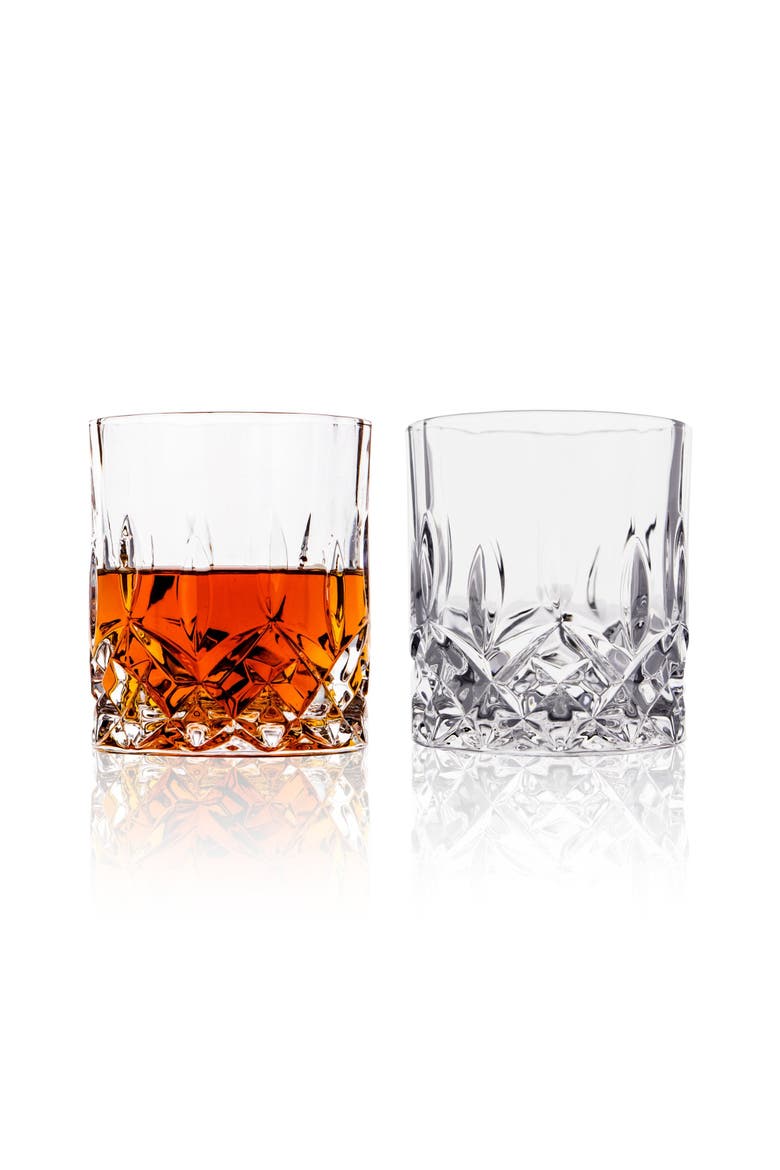Crystal Cut Old Fashioned Whiskey Glasses (10oz) - Set of 4, Main, color, Clear