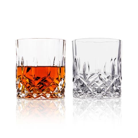 Crystal Cut Old Fashioned Whiskey Glasses (10oz) - Set of 4