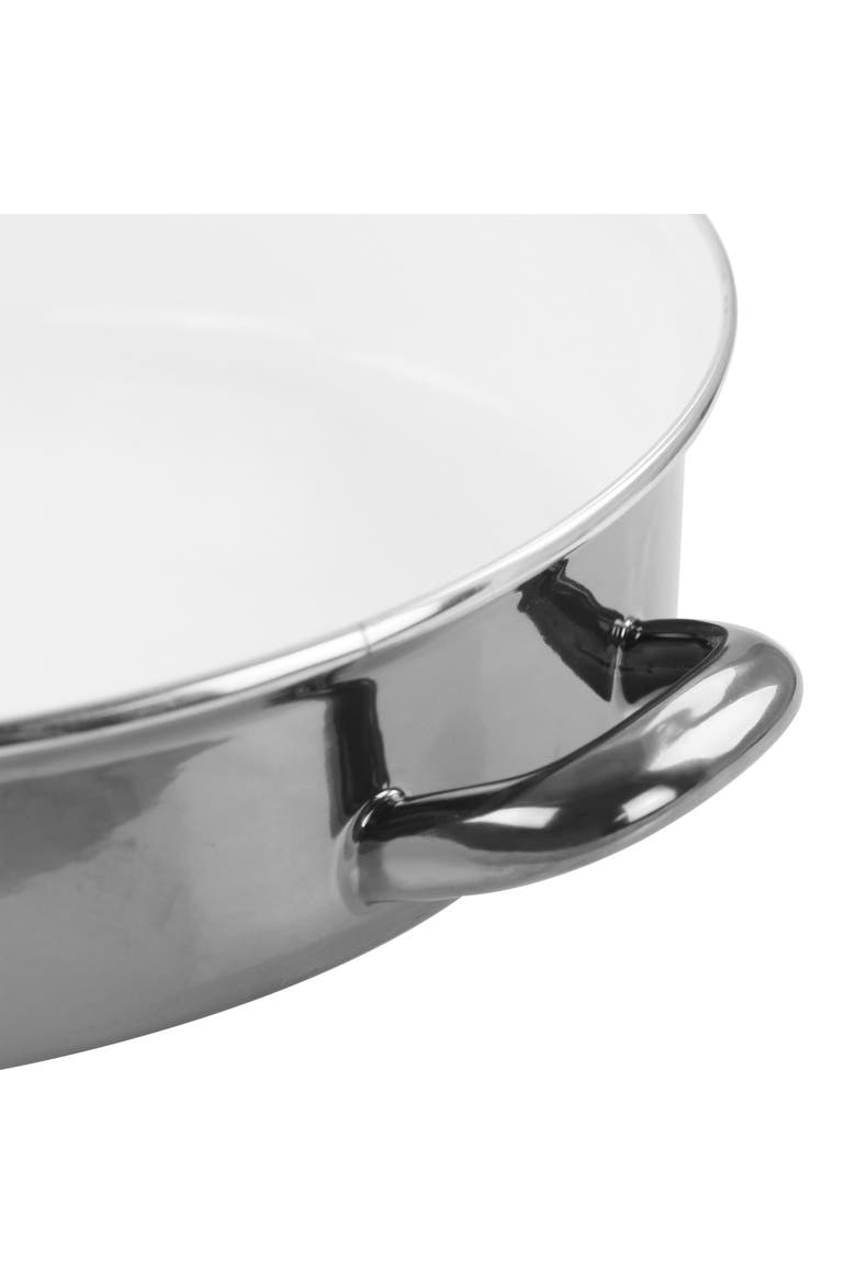 5 Quart Gray Enamel on Steel Braiser Pan with Lid, Alternate, color, Black