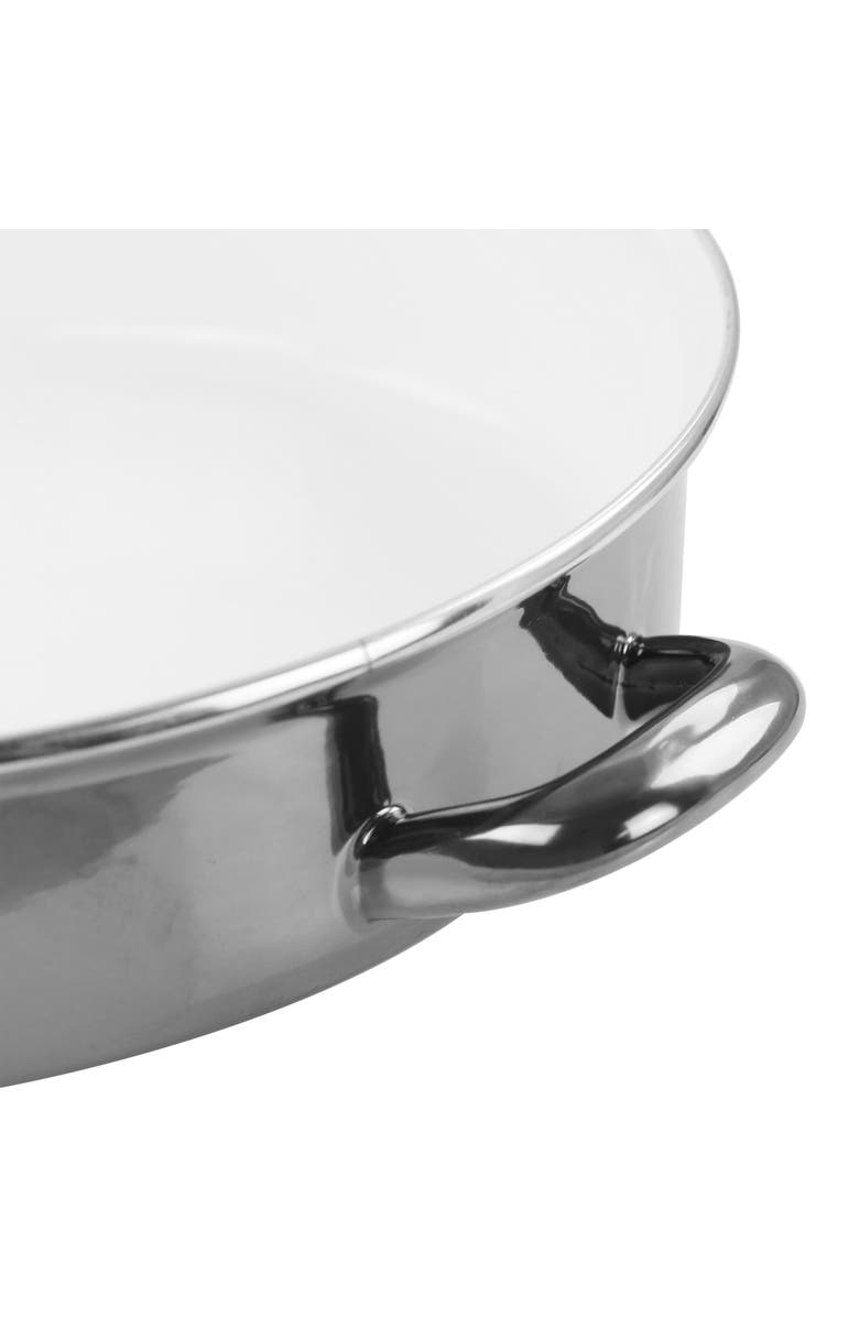 Gibson Home 5 Quart Gray Enamel on Steel Braiser Pan with Lid, Alternate, color, Black