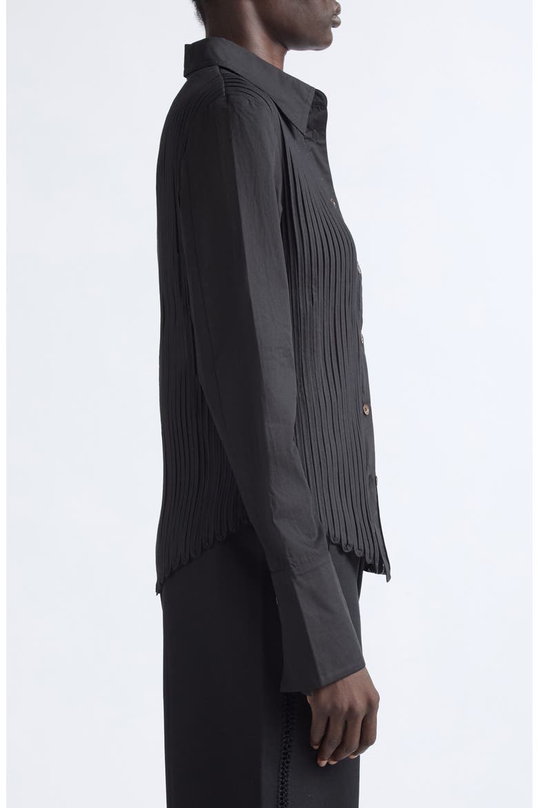 Mito Bias Tape Cotton Button-Up Shirt, Alternate, color, BLACK
