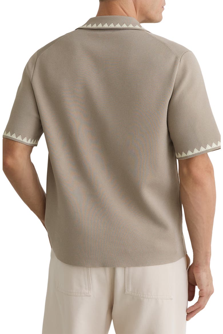 Folia Floral Embroidered Knit Camp Shirt, Alternate, color, CHAMPAGNE