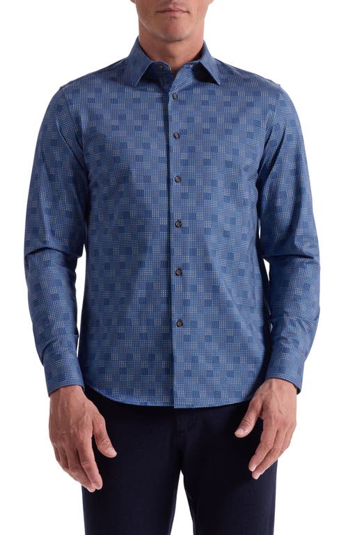 Bugatchi Jimmy Ooohcotton® Grid Button-up Shirt In Blue