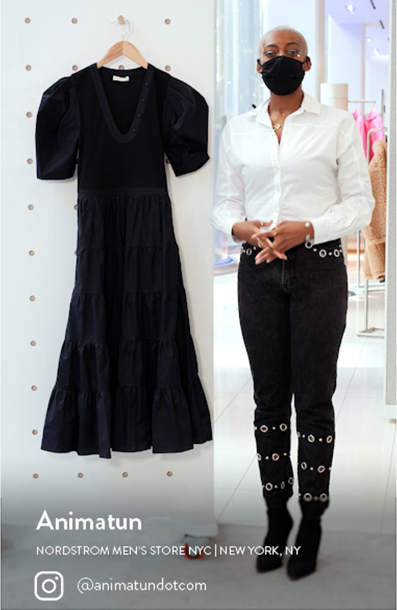 Rory Mixed Media Cotton A-Line Dress, sales video thumbnail