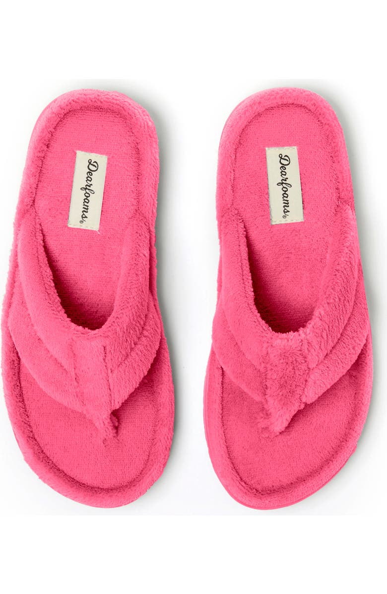 DEARFOAMS Wrenley Terry Thong Flip Flop Slipper, Alternate, color, Paradise Pink