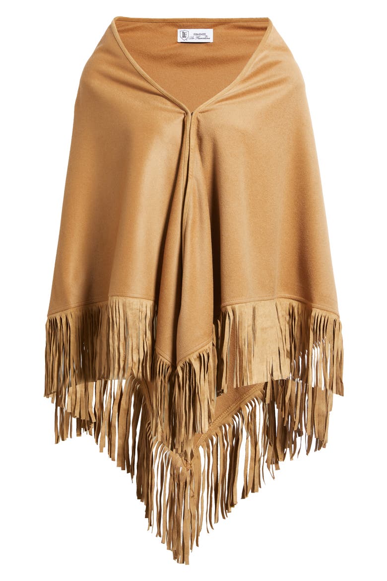 Fringe Trim Cashmere Wrap, Main, color, CAMEL