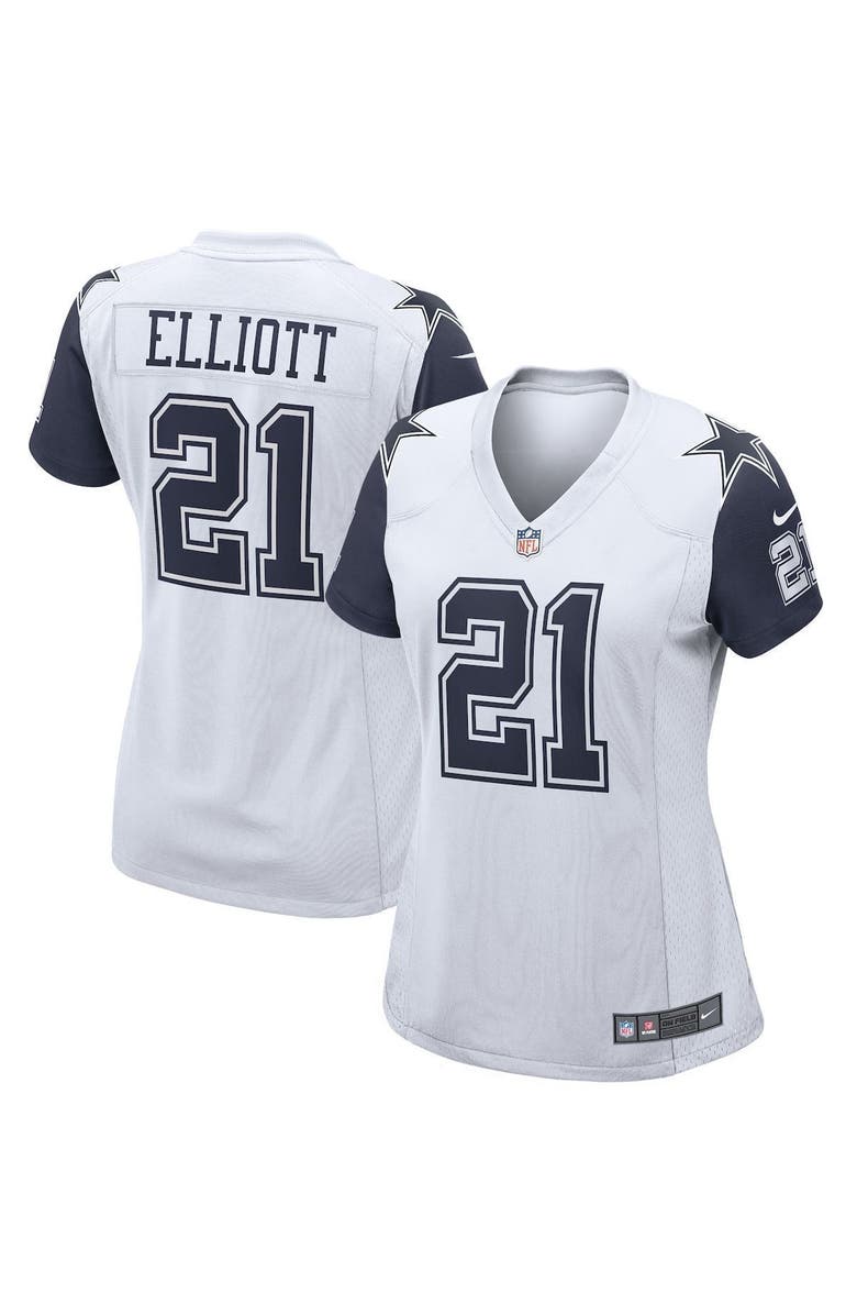 Nike Women's Nike Ezekiel Elliott White Dallas Cowboys Alternate Game Jersey, Main, color, 