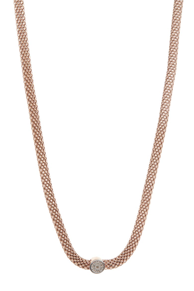 18K Rose Gold Plated Diamond Necklace - 0.06 ctw, Main, color, ROSE GOLD