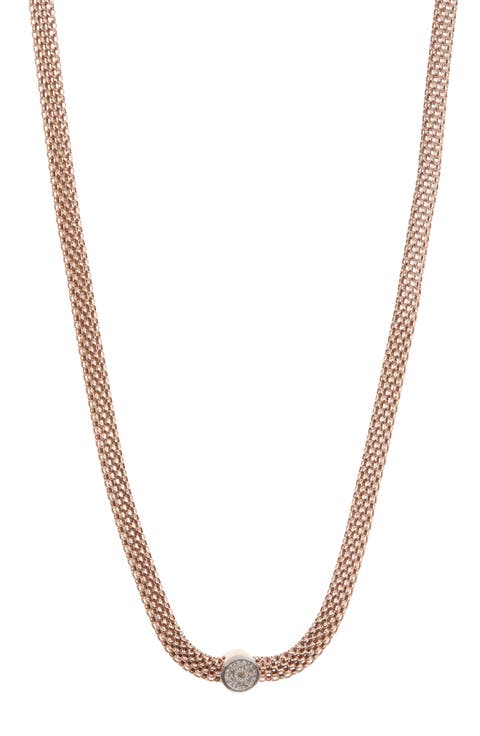 18K Rose Gold Plated Diamond Necklace - 0.06 ctw