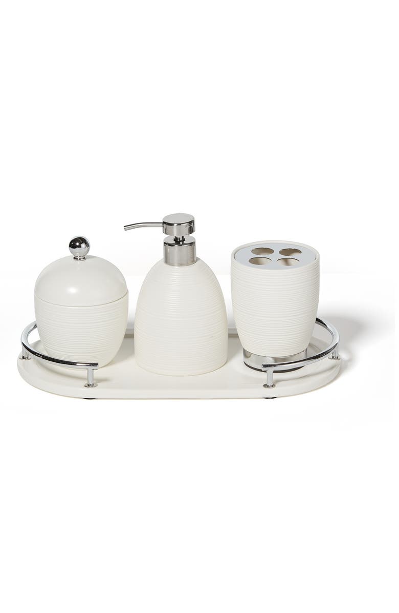 ROSELLI TRADING COMPANY Dubai 4-Piece Ceramic Bathroom Accessory Set, Main, color, White