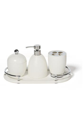 Roselli Trading Company Dubai 4-piece Ceramic Bathroom Accessory Set In White