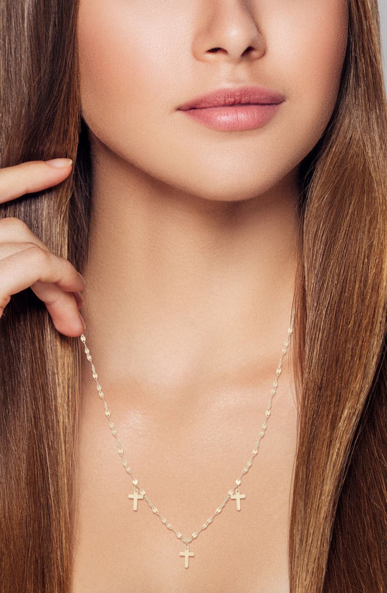 Ember Fine Jewelry 14K Yellow Gold Cross Charm Necklace, Alternate, color, Gold