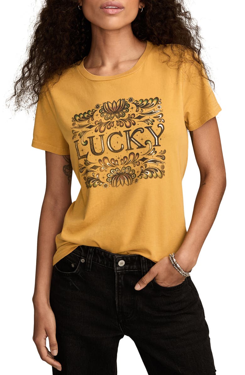 Lucky Brand Logo Graphic T-Shirt, Main, color, Harvest Gold