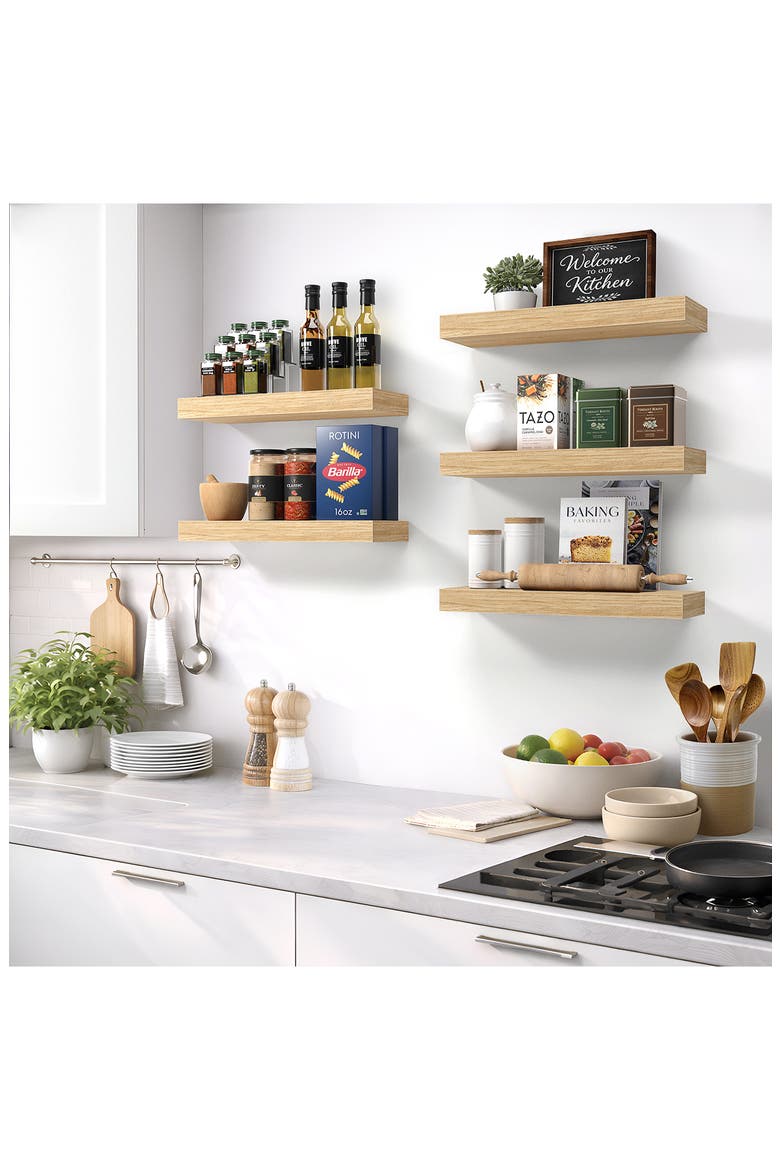 Set of 2 16-Inch Rectangular Floating Shelves, Alternate, color, MAPLE