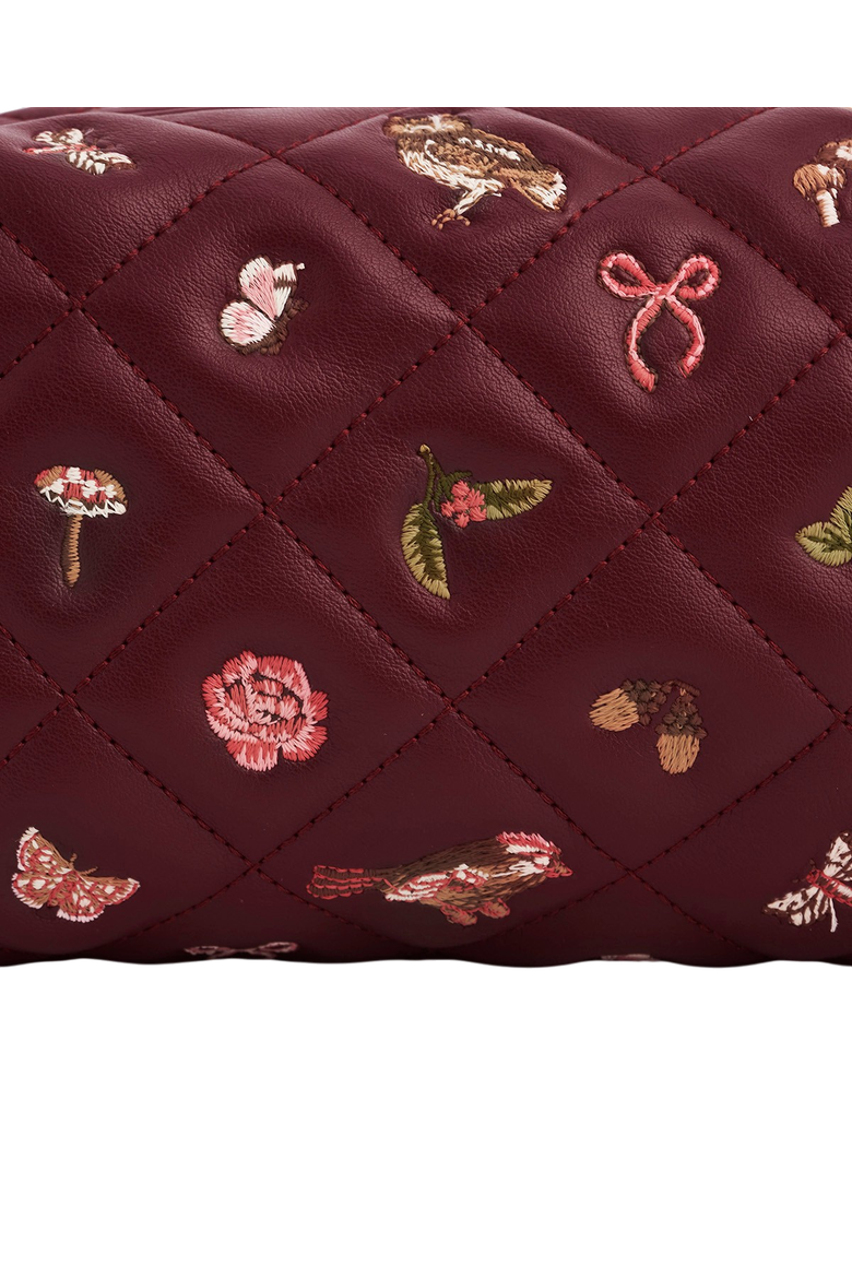 Embroidered Quilted Medium Pouch, Alternate, color, Burgundy