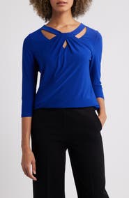 KASPER Sleeveless Twist Front Jersey Top