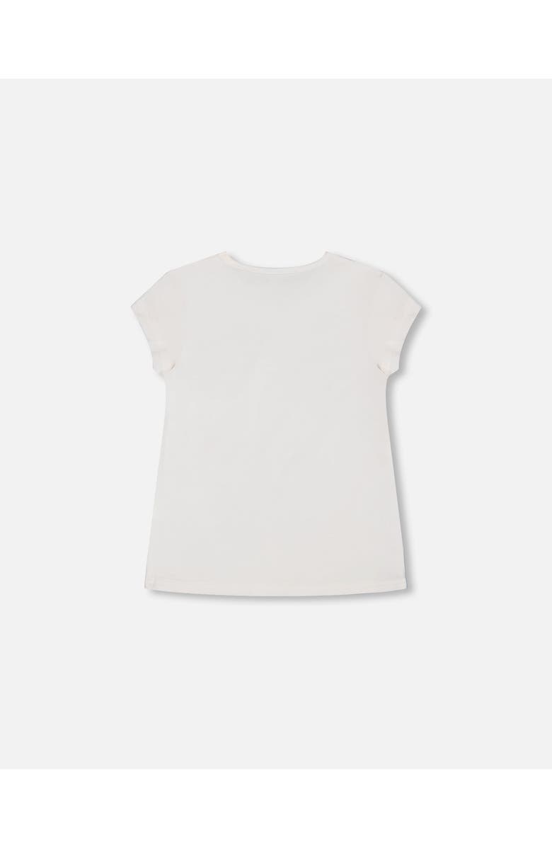 Deux par Deux Little Girl's Organic Cotton Tee With Print White, Alternate, color, 