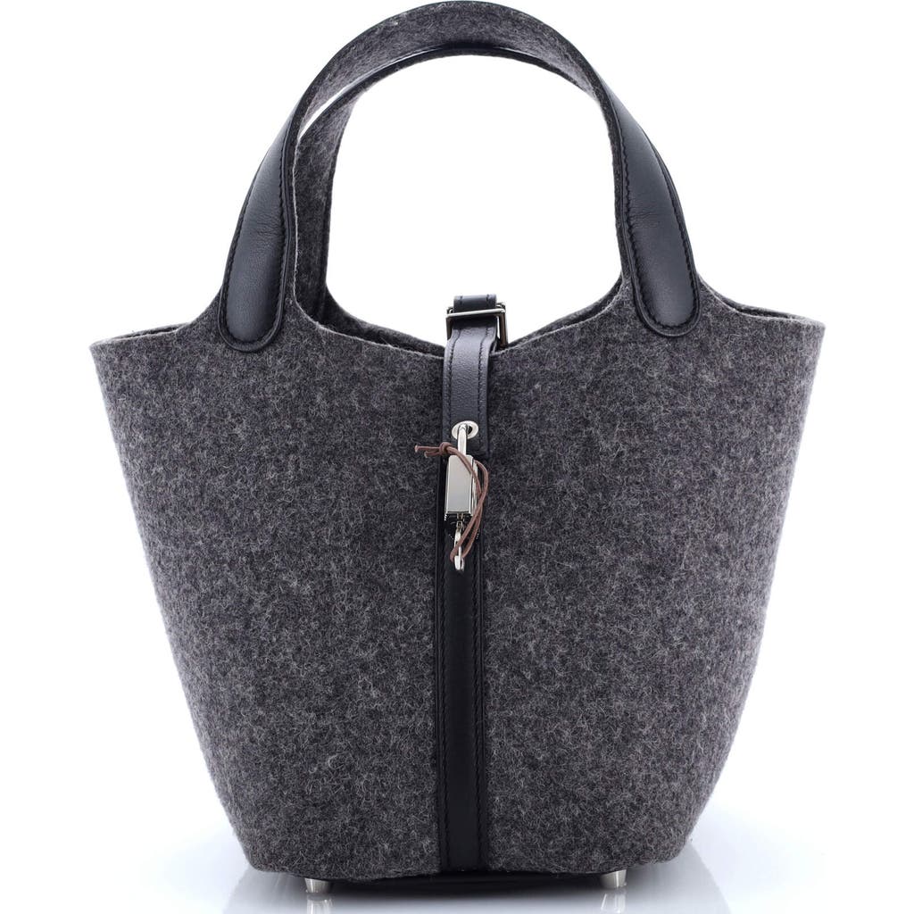 Pre-owned Hermes Hermes Picotin Lock Bag Felt With Leather Pm In Gray
