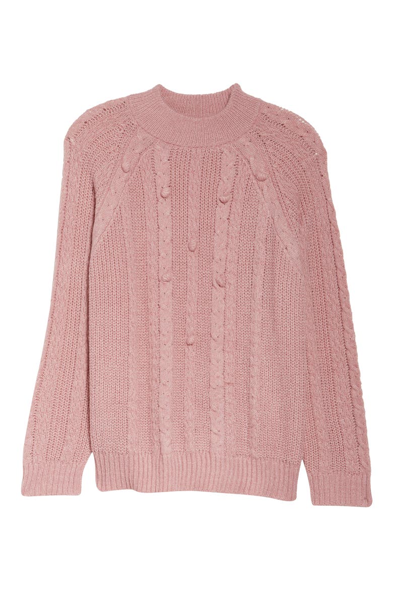 Textured Pom Sweater, Alternate, color, PINK