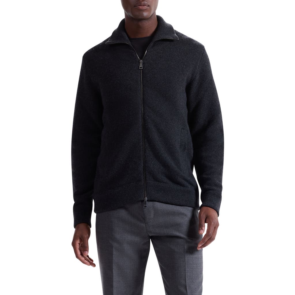 Bugatchi Wool Blend Zip Cardigan In Gray