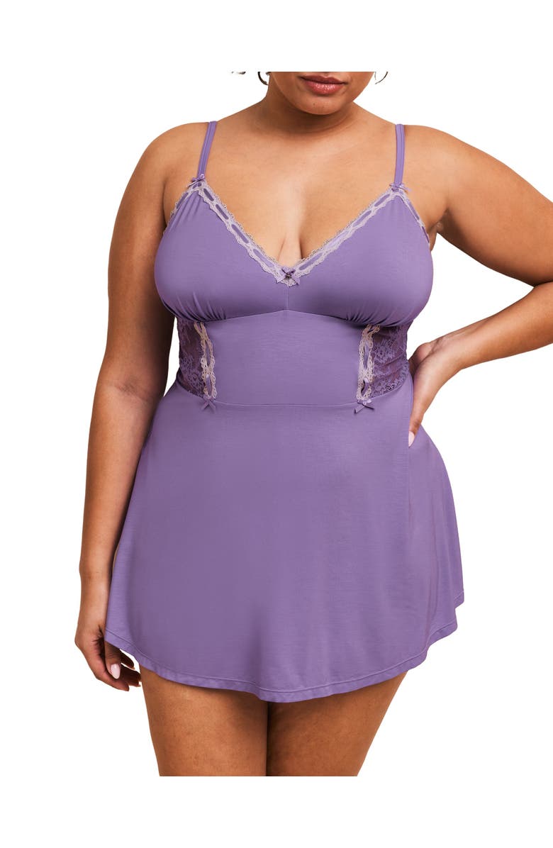 Adore Me Hilda Babydoll & Hipster Set, Main, color, Medium Purple