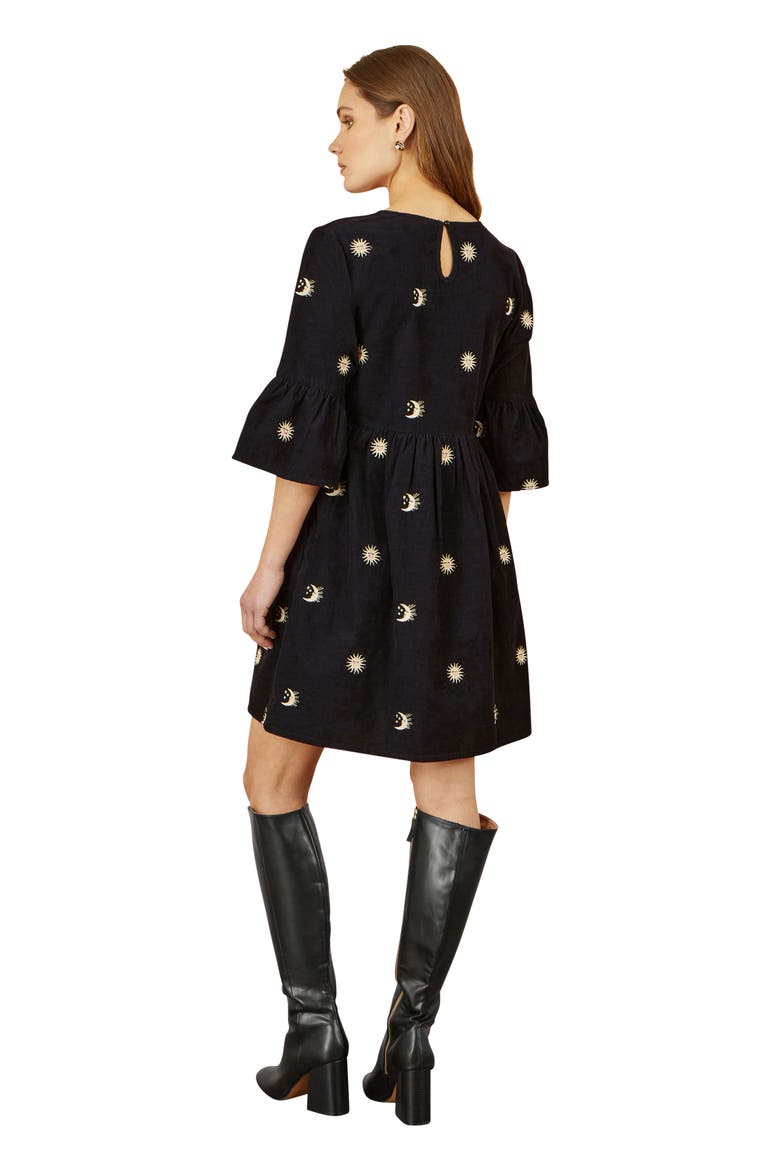 Cosmic Embroidered Cord Mini Dress, Alternate, color, Black