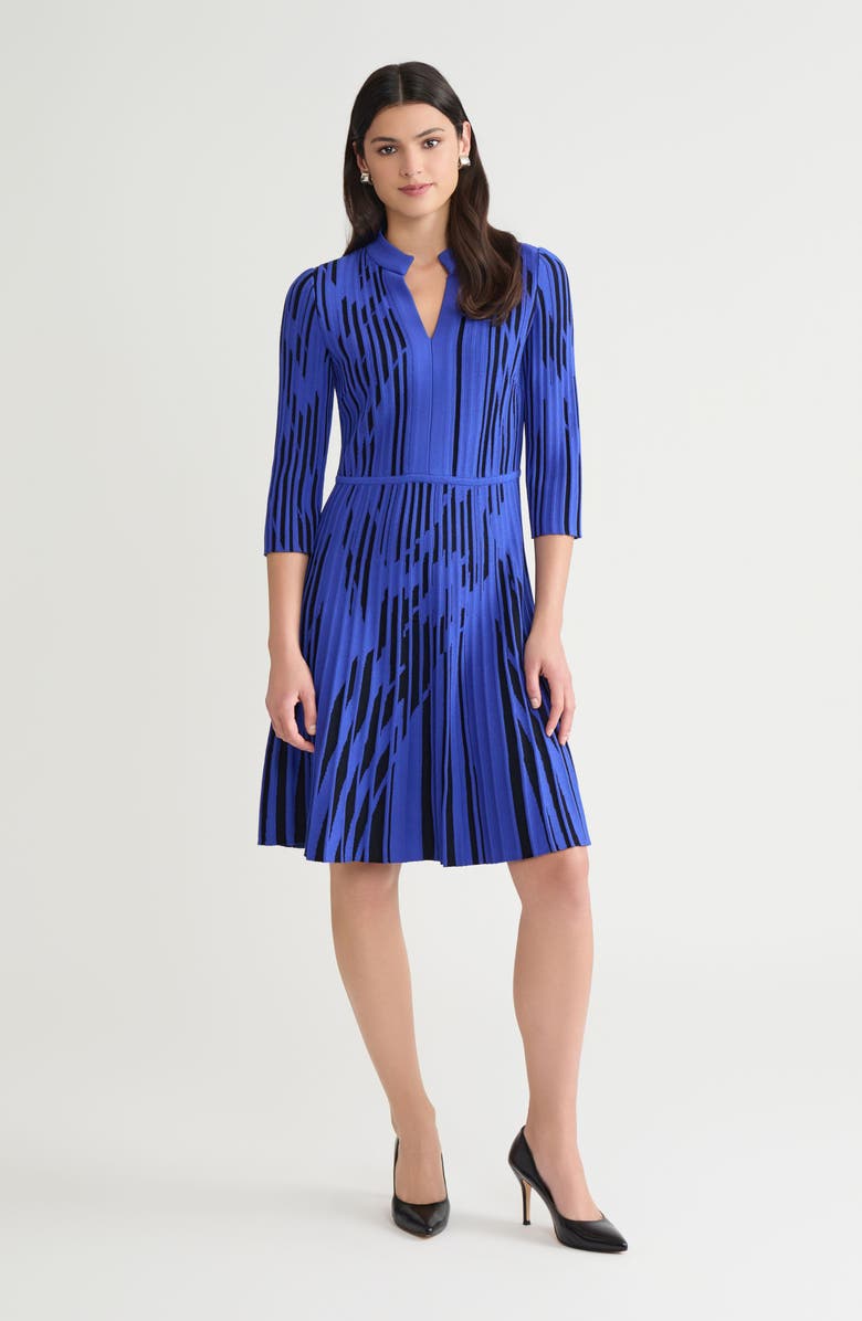 Ming Wang Dual-Toned Soft Knit Dress, Main, color, Sapphire Sea/Black