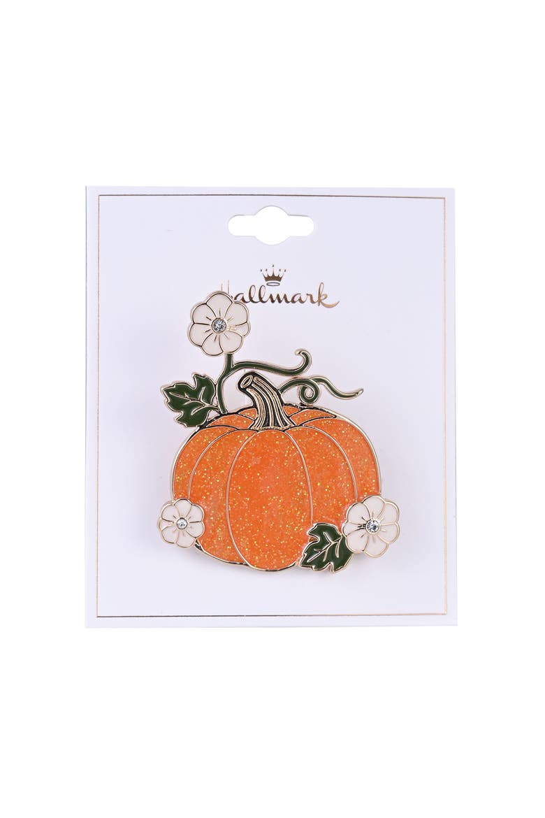 Glitter Enamel Pumpkin Pin, Alternate, color, Orange
