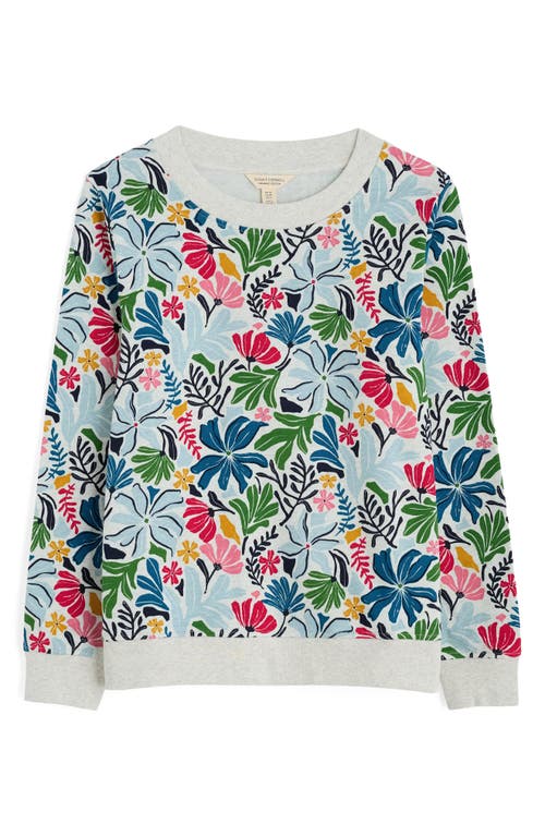 Seasalt Cornwall Bright Wave Floral French Terry Sweatshirt In Seaweed Flower Chalk
