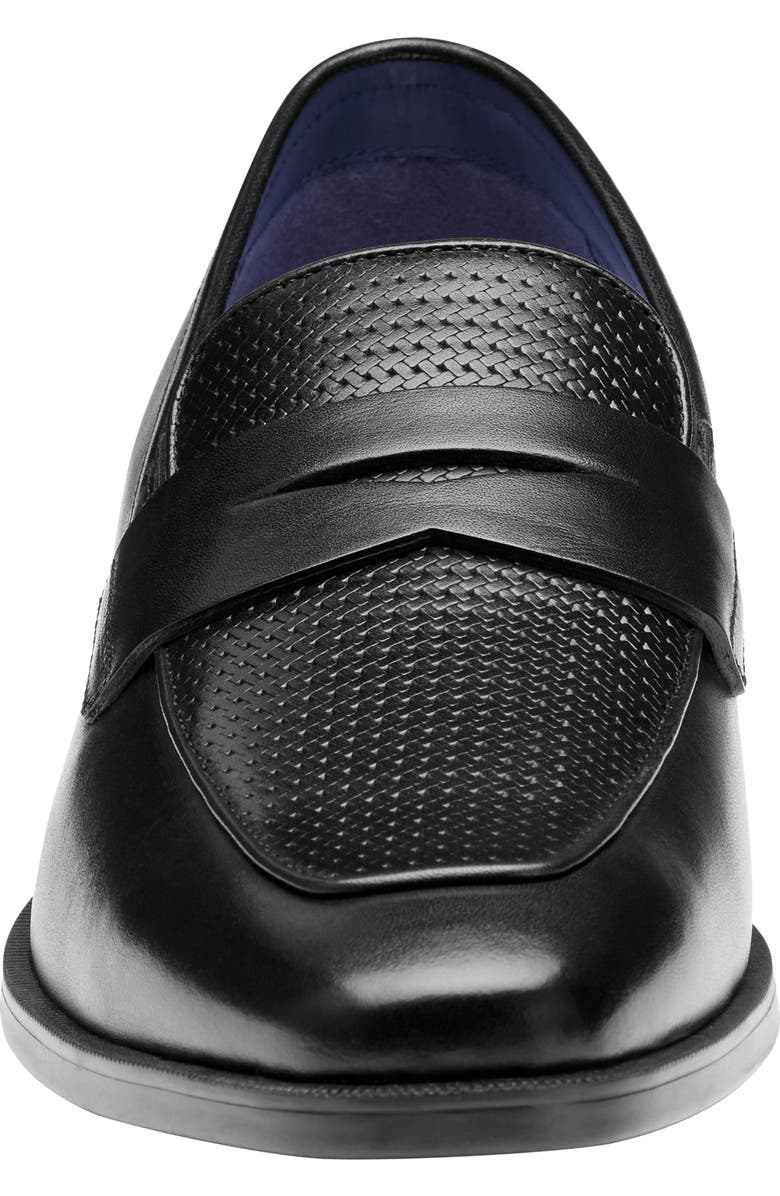 Johnston & Murphy Gibbons Embossed Penny Loafer, Alternate, color, Black Full Grain