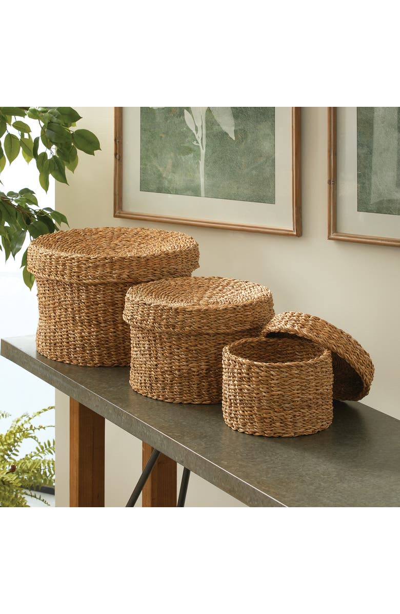 Napa Home & Garden Seagrass Round Lidded Baskets Set of 3, Alternate, color,