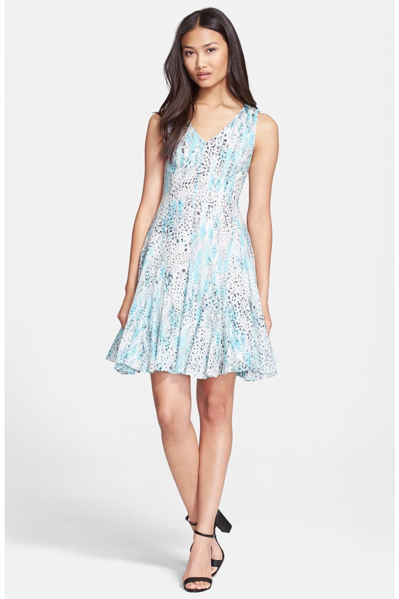 'Sum Leo' Print Fit & Flare Dress, Main, color, POOLSIDE