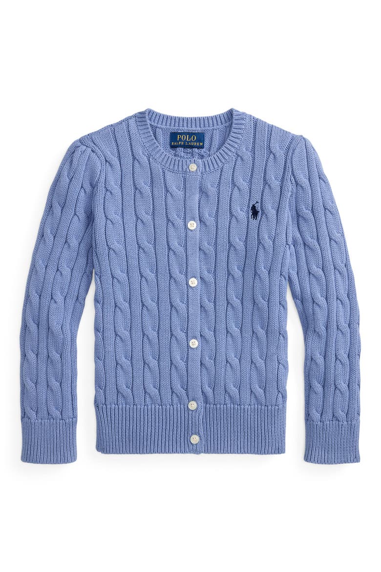 Polo Ralph Lauren 水色 カーディガン キッズXL Polo Ralph Lauren Kids' Cable Stitch Cotton Cardigan (Women