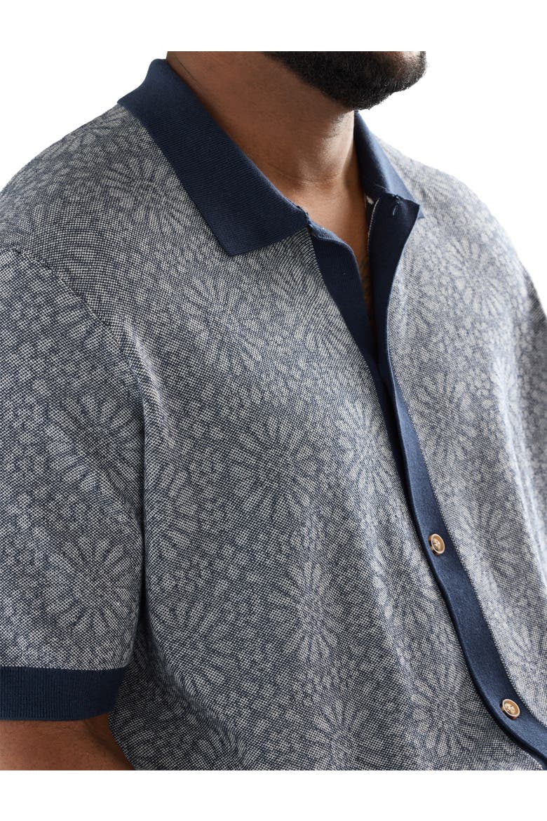 Big & Tall Jacquard Button-Front Sweater Polo Shirt, Alternate, color, NAVY SEAS