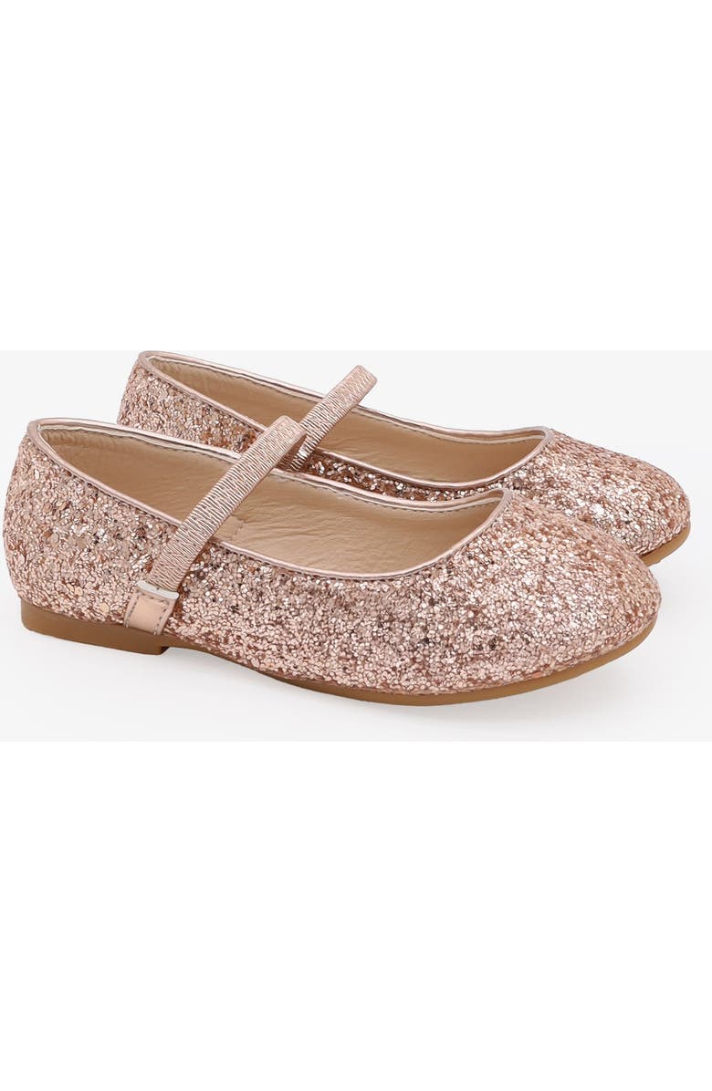 Kailee P Ridley-RG Rock Glitter Mary Jane Ballet Flats, Main, color, Rose Gold