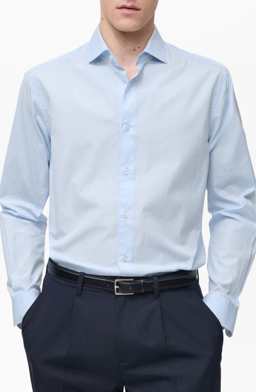 Mango Regular Fit Stripe Stretch Cotton Button-up Shirt In Sky Blue