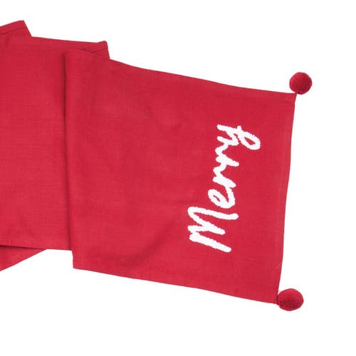 Carol & Frank Christmas Holidays Tufted Solid Runners Collection In Red