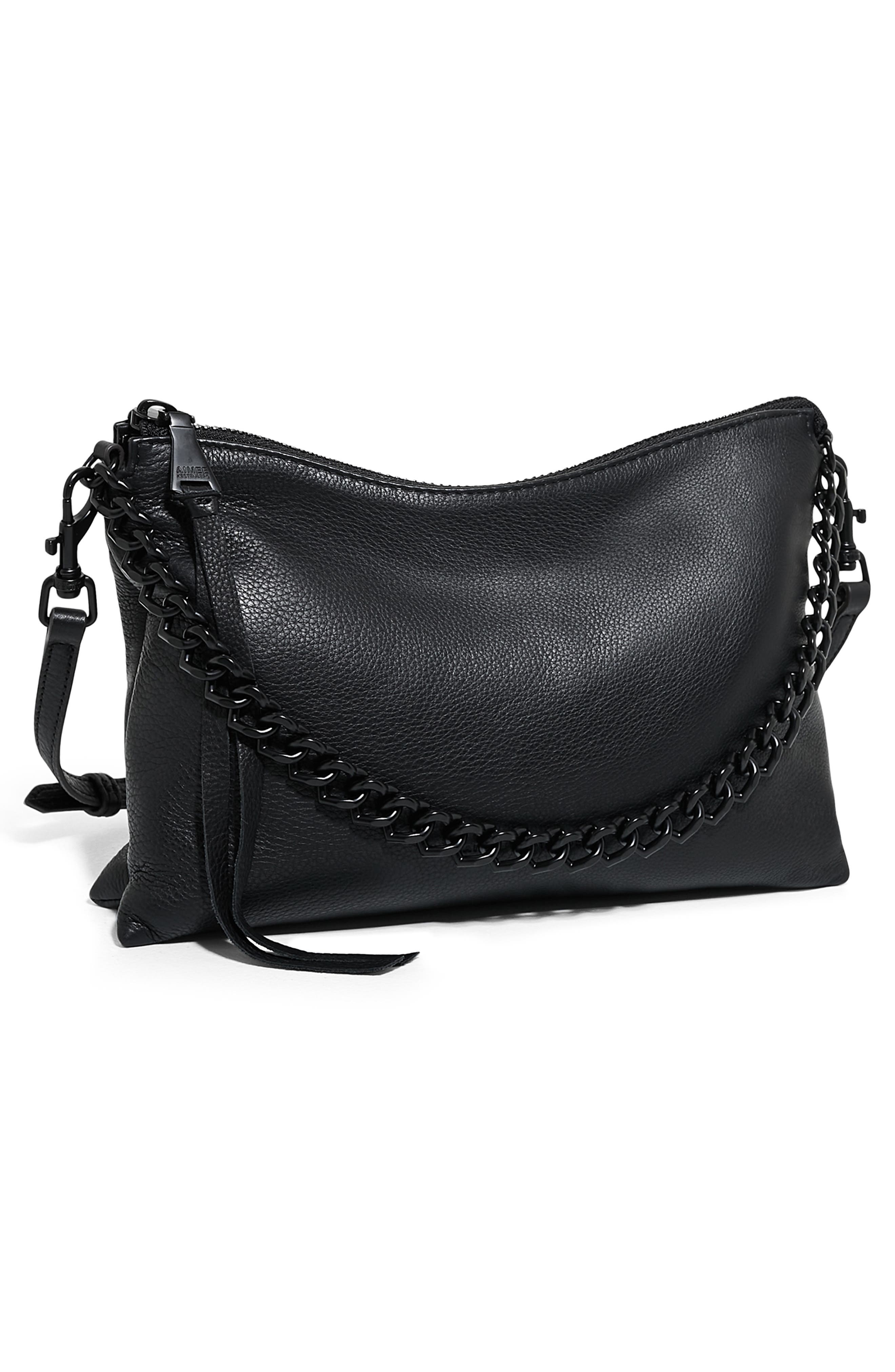 Mystro Heart Chain Crossbody Bag, Alternate, color, BLACK
