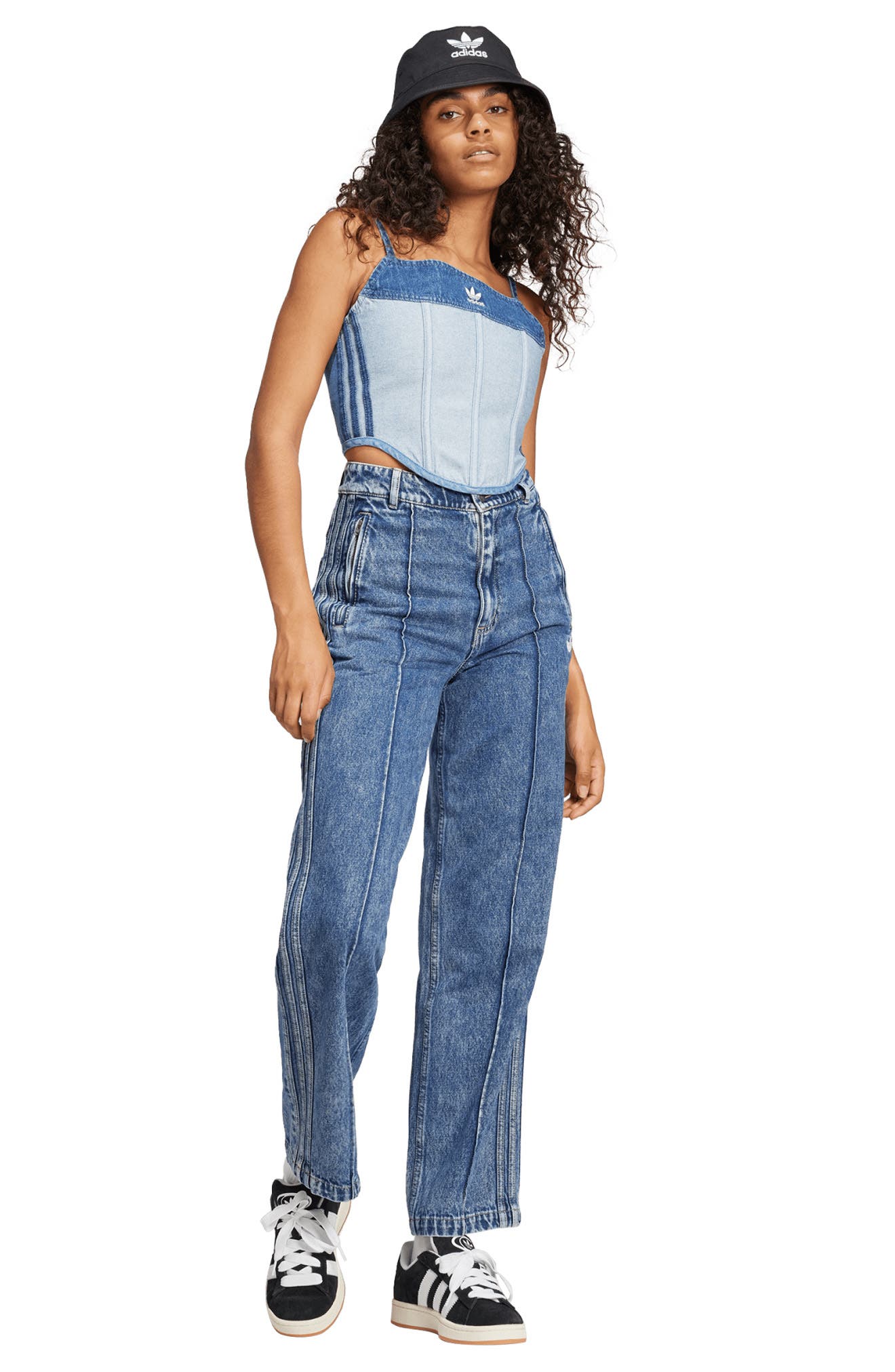 x KSENIASCHNAIDER Patchwork Denim Corset Top (Women) | Nordstrom