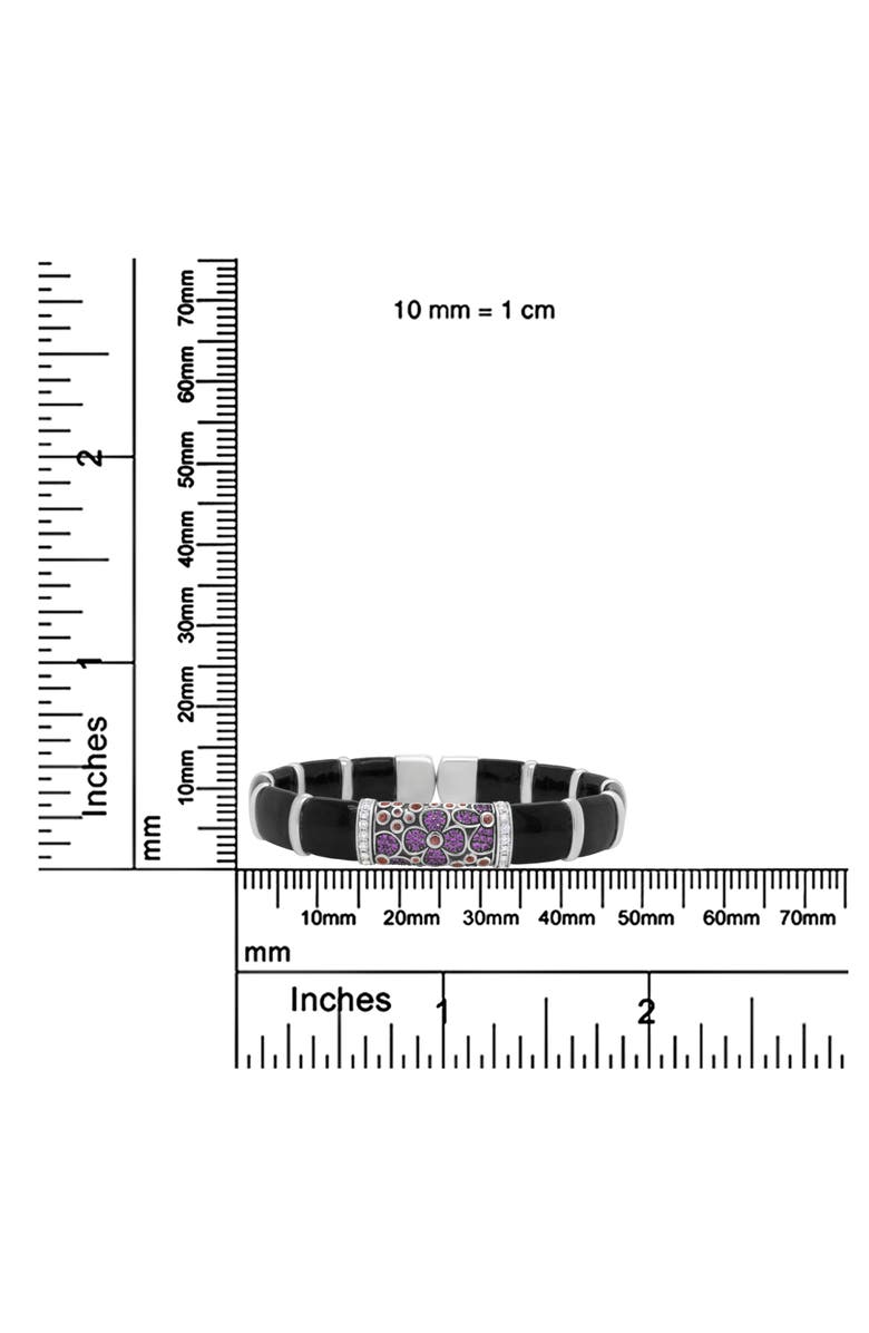 Haus of Brilliance Silver Enamel 1/3 Ct Diamonds & Sapphire Bangle Bracelet -7.75", Alternate, color, White