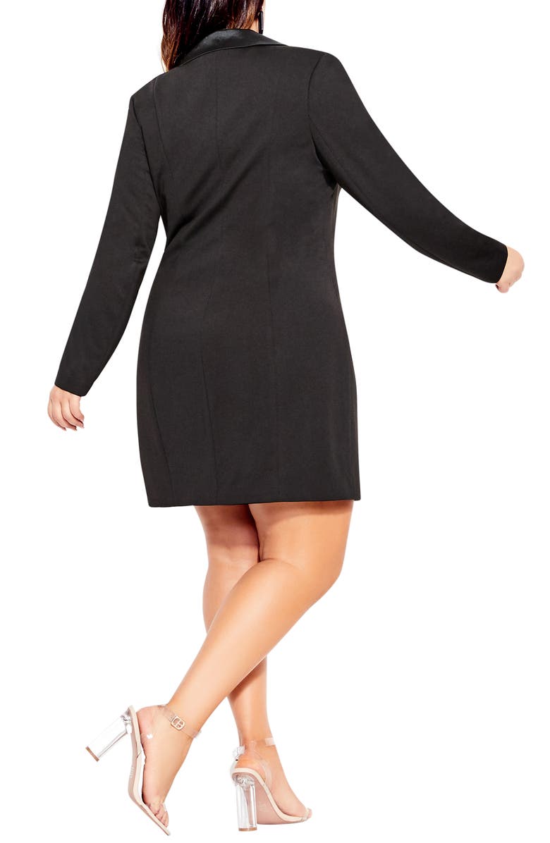 City Chic Long Sleeve Tuxedo Dress, Alternate, color,