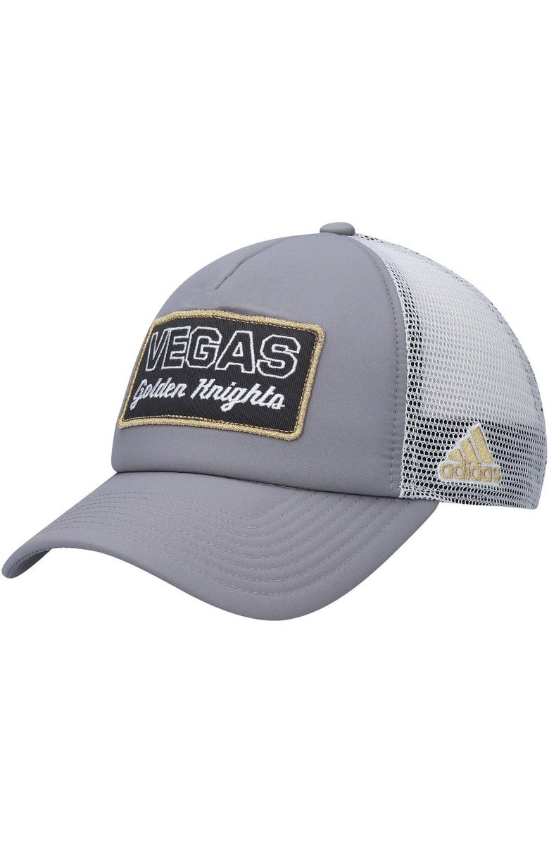 adidas Men's adidas Gray/White Vegas Golden Knights Locker Room Foam Trucker Snapback Hat, Main, color, Gray